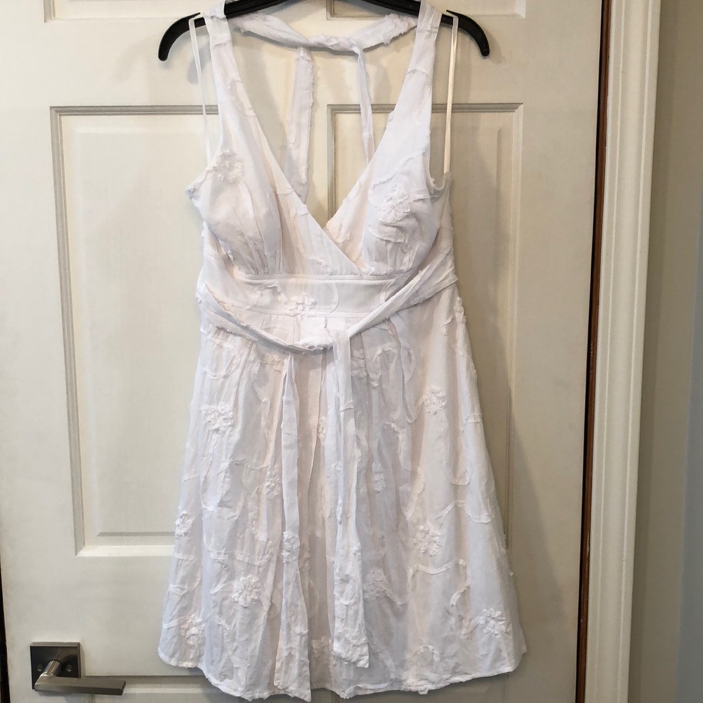 White Floral Halter Dress